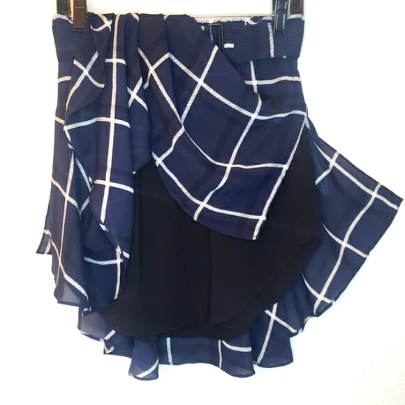 Luxury ALC Skirt Plaid Navy Black White Mini NEW 💙 Ret $395- - Picture 5 of 13